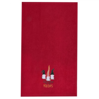 Prosop din Bumbac Rosu cu Figuri de Gnome Bodat de Craciun Shopiens&amp;reg;, 90 x 50 cm foto