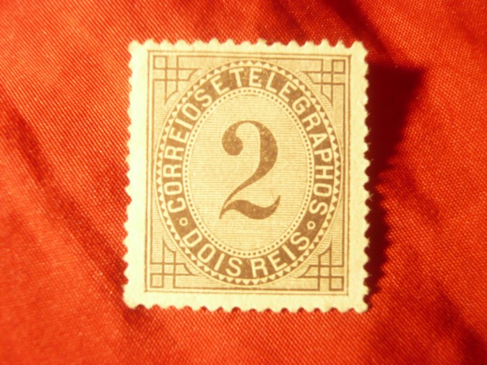 Timbru Portugalia 1884 Cifra 2 reis negru ,stampilat