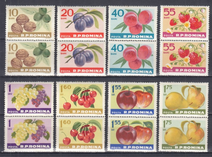 ROMANIA 1963 LP 568 FRUCTELE IZVOR DE SANATATE PERECHE SERII MNH