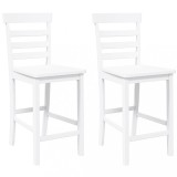 Cumpara ieftin Scaune de bar 2 buc din cauciuc din lemn masiv alb