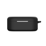Husa din silicon, THD, compatibila cu castile wireless OnePlus Nord Buds2, carabina inclusa, neagra