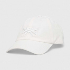 United Colors of Benetton șapcă de baseball din bumbac culoarea alb, neted