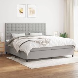 Cumpara ieftin Pat box spring cu saltea, gri deschis, 200x200 cm, textil