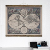 Tablou decorativ, Map111, Lemn, Piele ecologica, Multicolor, Evila Originals
