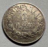 1 Leu 1873 Argint, Romania XF, varianta &quot;L&quot; de la LEU intrerupt, RARA!