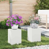 Suporturi plante pilon, exterior, 2 buc., alb, 24x24x35 cm oțel