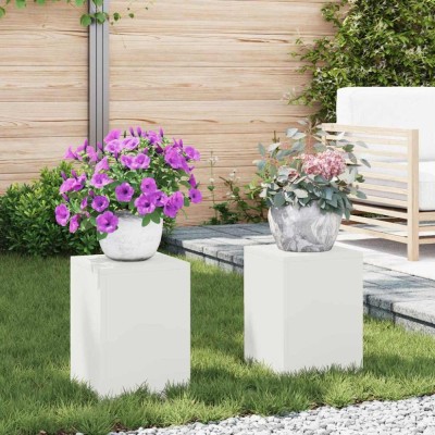Suporturi pentru plante 2 pcs Alb 24 x 24 x 35 cm Oțel foto