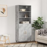 vidaXL Dulap &icirc;nalt, gri beton, 69,5x34x180, lemn compozit