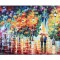 Tablou indragostiti pictat manual, Impreuna pe aleea cu felinare, 100x60cm ulei pe panza in cutit, gata de expus pe perete