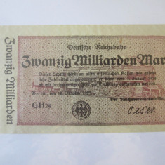 Germania 20 Miliarde Mark 1923 Berlin-Caile ferate germane de stat,stare f.buna