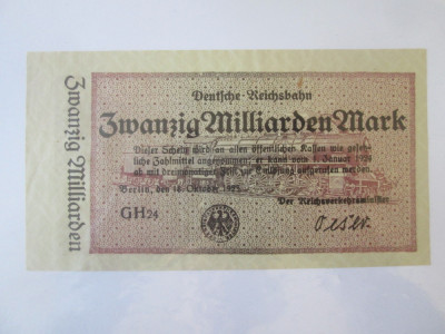 Germania 20 Miliarde Mark 1923 Berlin-Caile ferate germane de stat,stare f.buna foto