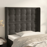 VidaXL Tăblie de pat cu aripioare gri &icirc;nchis 83x16x118/128 cm catifea