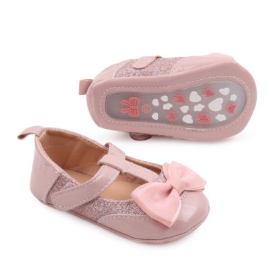 Pantofiori roz pudra din lac cu fundita - Lola (Marime Disponibila: 3-6 luni foto