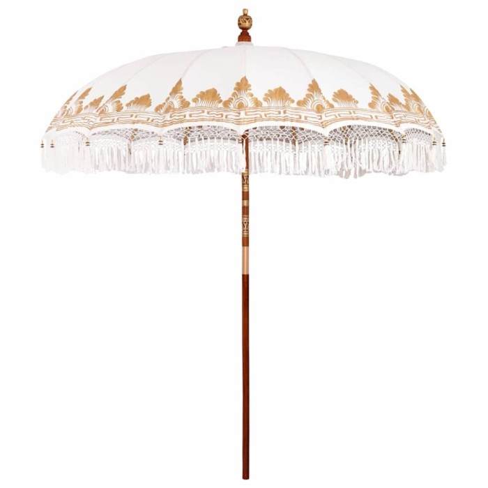 vidaXL Parasol Balinez Crem (210-220) x 260 cm Bumbac și lemn masiv