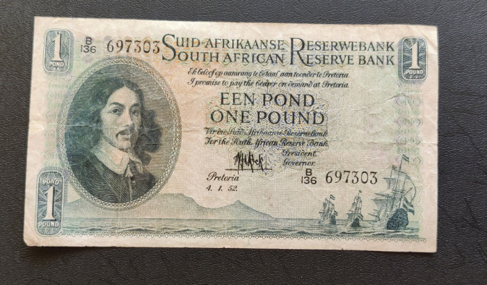 Africa de Sud / South Africa - 1 Pound (1952) portretul lui Van Riebeeck