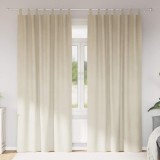 Draperii opace cu agățătoare, 2 buc., crem, catifea