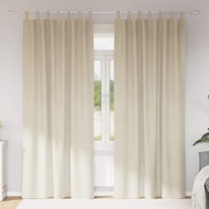 vidaXL Perdele cu perdele 2 pcs Crem 140 x 225 cm Catifea 4107190