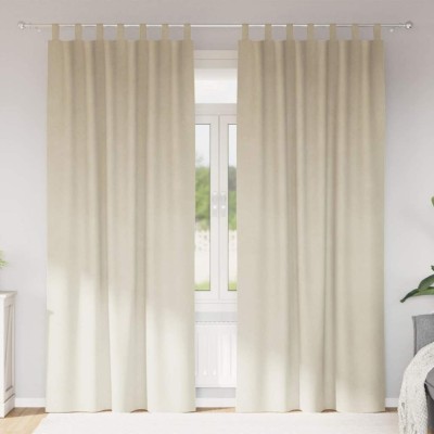 vidaXL Draperii opace cu agățătoare, 2 buc., crem, catifea foto
