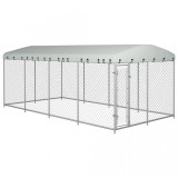 Padoc de exterior cu acoperiș pentru c&acirc;ini, 8 x 4 m, vidaXL