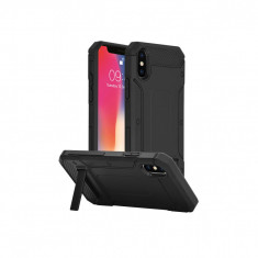 Husa Compatibila cu iPhone X, iPhone XS Techsuit Hybrid Armor Kickstand Black