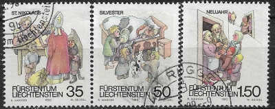 B1277 - Lichtenstein 1990 - 3v.stampilat,serie completa foto