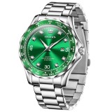 Cumpara ieftin Ceas barbatesc Olevs CS1621, otel inoxidabil, argintiu, cadran verde
