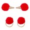 Set Clame De Păr și Elastice, 4 Bucăți, Pompon Roșu, Accesorii Crăciun, Auriu