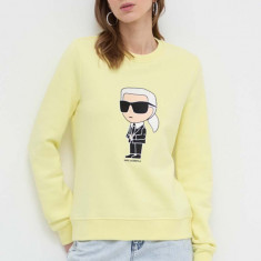 Karl Lagerfeld bluza femei, culoarea galben, cu imprimeu