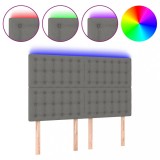 Cumpara ieftin Tablie de pat cu LED, gri inchis, 144x5x118/128 cm, textil