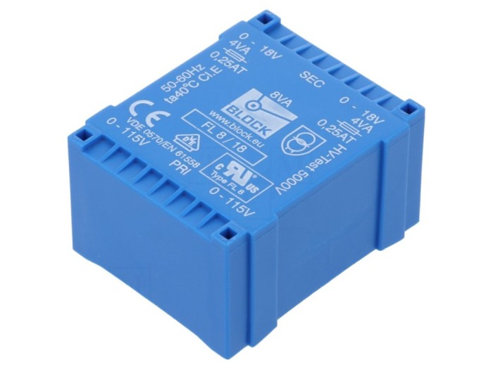 Transformator &icirc;ncapsulat 8VA, 18V