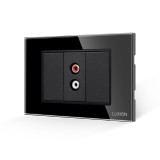 Cumpara ieftin Priza audio Luxion 3M cu 2 taste false si rama din sticla neagra