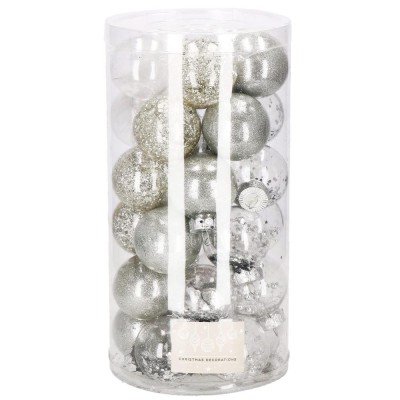 Set globuri de Craciun Inedit, 30 bucati, 6cm, transparente si argintiu Household NewTrend foto