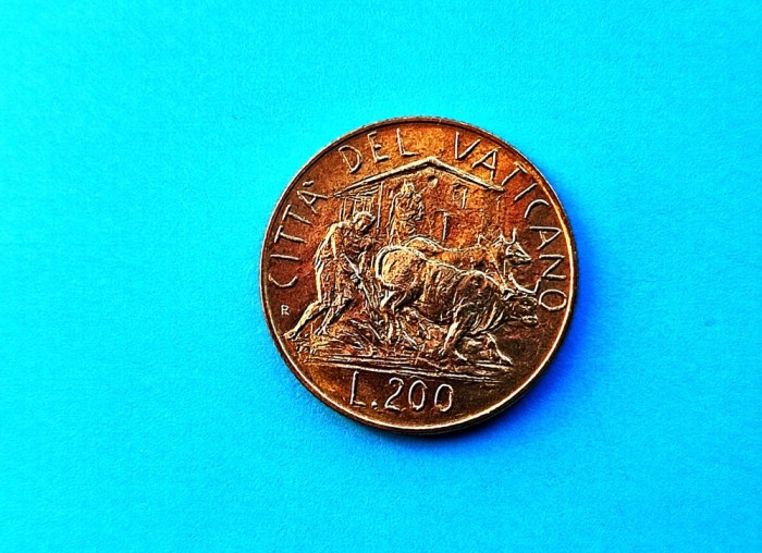 200 Lire 1982 Vatican-UNC-RAR!!-in realitate arata bine!
