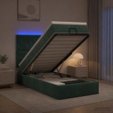Cumpara ieftin Pat Ottoman cu Saltea si LED Verde inchis 80 x 200 cm Catifea