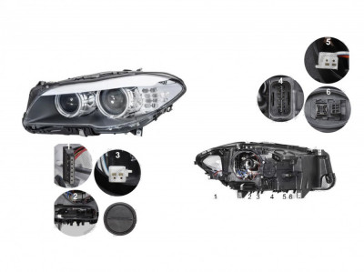 Far BMW Seria 5 (F10/F11), 12.2009-06.2013, TYC, fata, partea stanga, bi-xenon; cu &amp;amp;#39;lumina de zi&amp;amp;#39; tip LED;tip bec D1S; electric; fara modul s foto