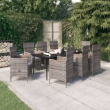 VidaXL Set de mobilier pentru grădină, cu perne, 9 piese, gri