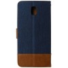Husa tip carte cu stand denim bleumarin cu maro (model 2) pentru Samsung Galaxy J5 2017