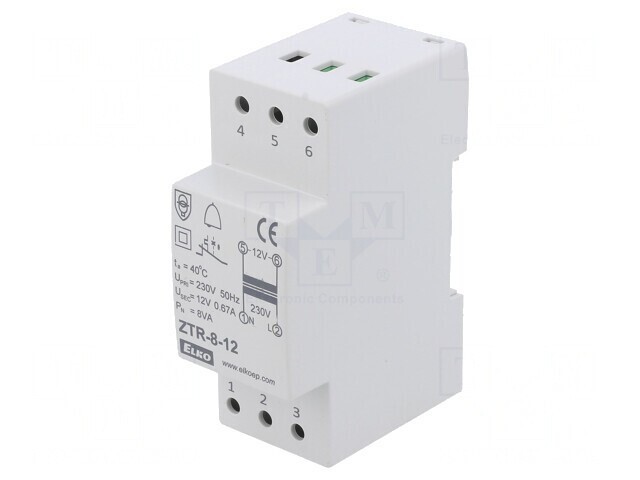 Transformator 8VA 230VAC 12V cu cleme șurub