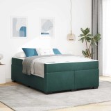 vidaXL Cadru de pat cu saltea Verde &icirc;nchis 140 x 200 cm Catifea