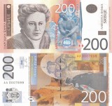 SERBIA █ bancnota █ 200 Dinara █ 2011 █ P-58a █ Serie AA █ UNC █ necirculata