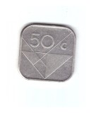 Moneda Aruba 50 cents/centi 1986, stare buna, curata