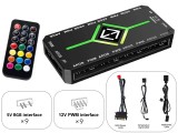Controler 2 in 1, Active, multiplicator/ spliter 9 ventilatoare ARGB 4 pini 5V si 8 ventilatoare FAN PWM 12V