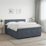 Cumpara ieftin Pat boxspring cu saltea Gri inchis 160 x 200 cm Catifea