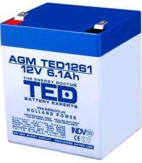 Acumulator AGM VRLA 12V 6.1Ah plumb acid 90x70x98 mm F2 terminal TED