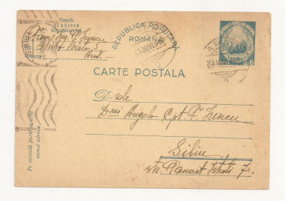 RS1 Carte Postala Romania - circulata 1949 Arad-Sibiu foto