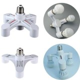 Adaptor dulie E27 cu 3 capete &ndash; Alb