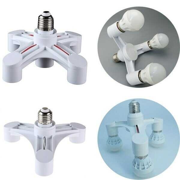 Adaptor dulie E27 cu 3 capete &ndash; Alb