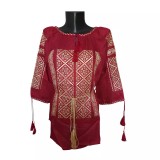 Cumpara ieftin Bluza Rosie cu Motiv Geometric Auriu - BMG105