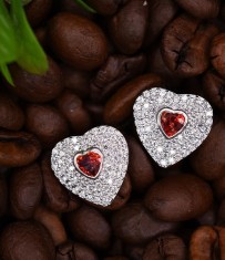 Cercei Din Argint - Shinny Love Red - cod ARG93A foto