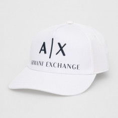 Armani Exchange șapcă culoarea alb, cu imprimeu